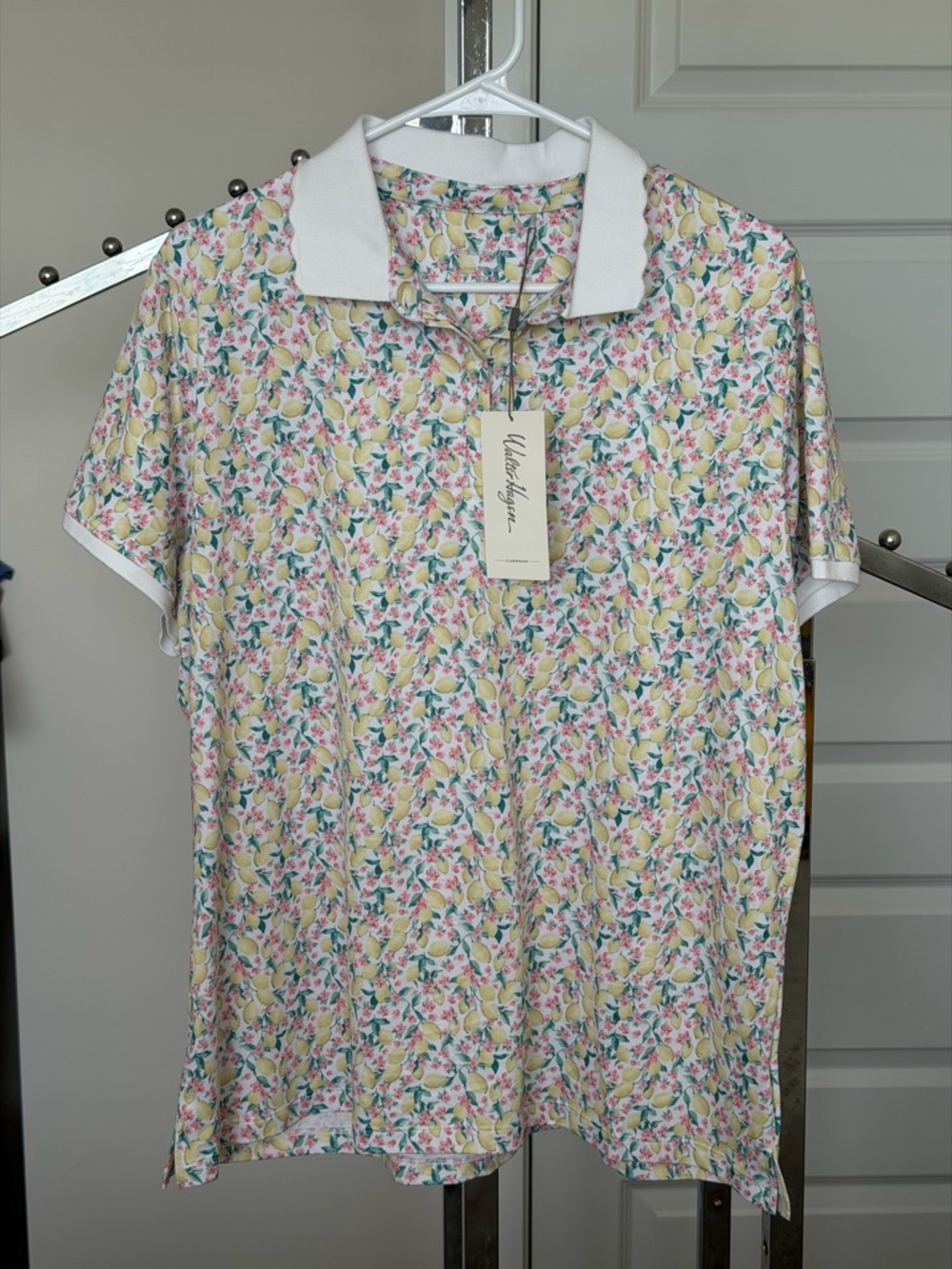 Walter Hagen Yellow Pink Floral Polo Top